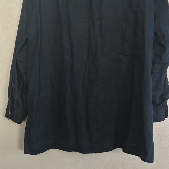 J. Jill women love linen 100% linen navy blue button down tunic blouse - Picture 10 of 11
